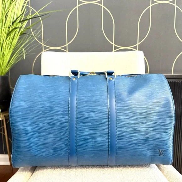 Authentic Louis Vuitton Keepall 45 blue Epi leather travel bag unisex - Picture 7 of 16